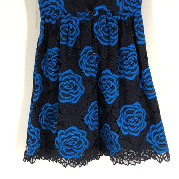 Alice + Olivia NWT Black Blue Nelly rose print mini dress open back size 0 - Picture 12 of 16